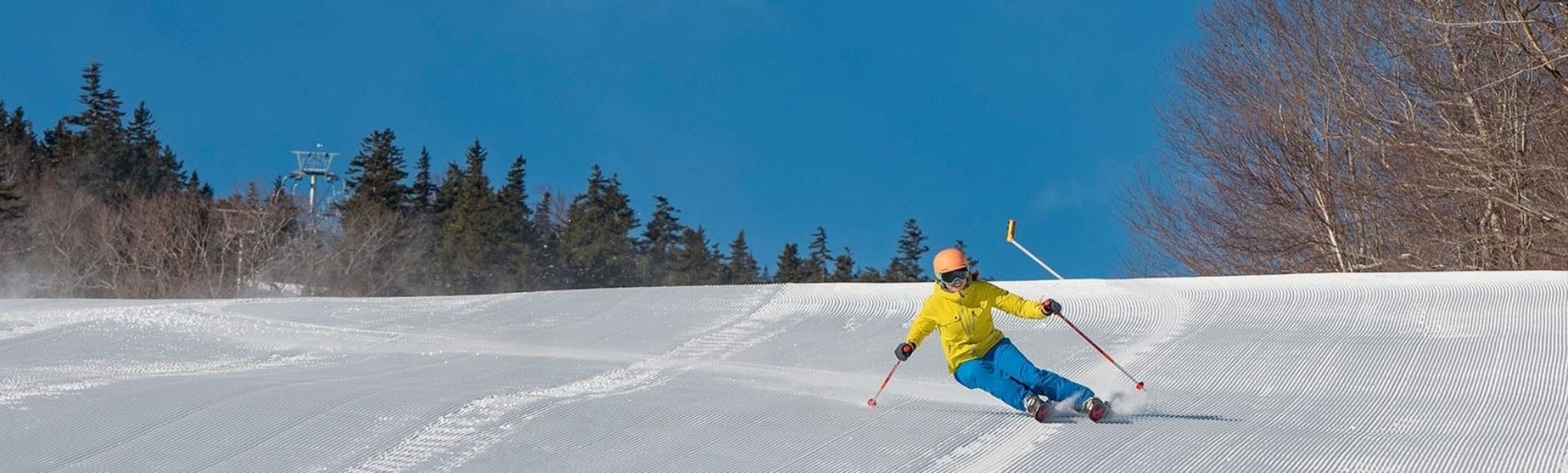 skier on bluebird day